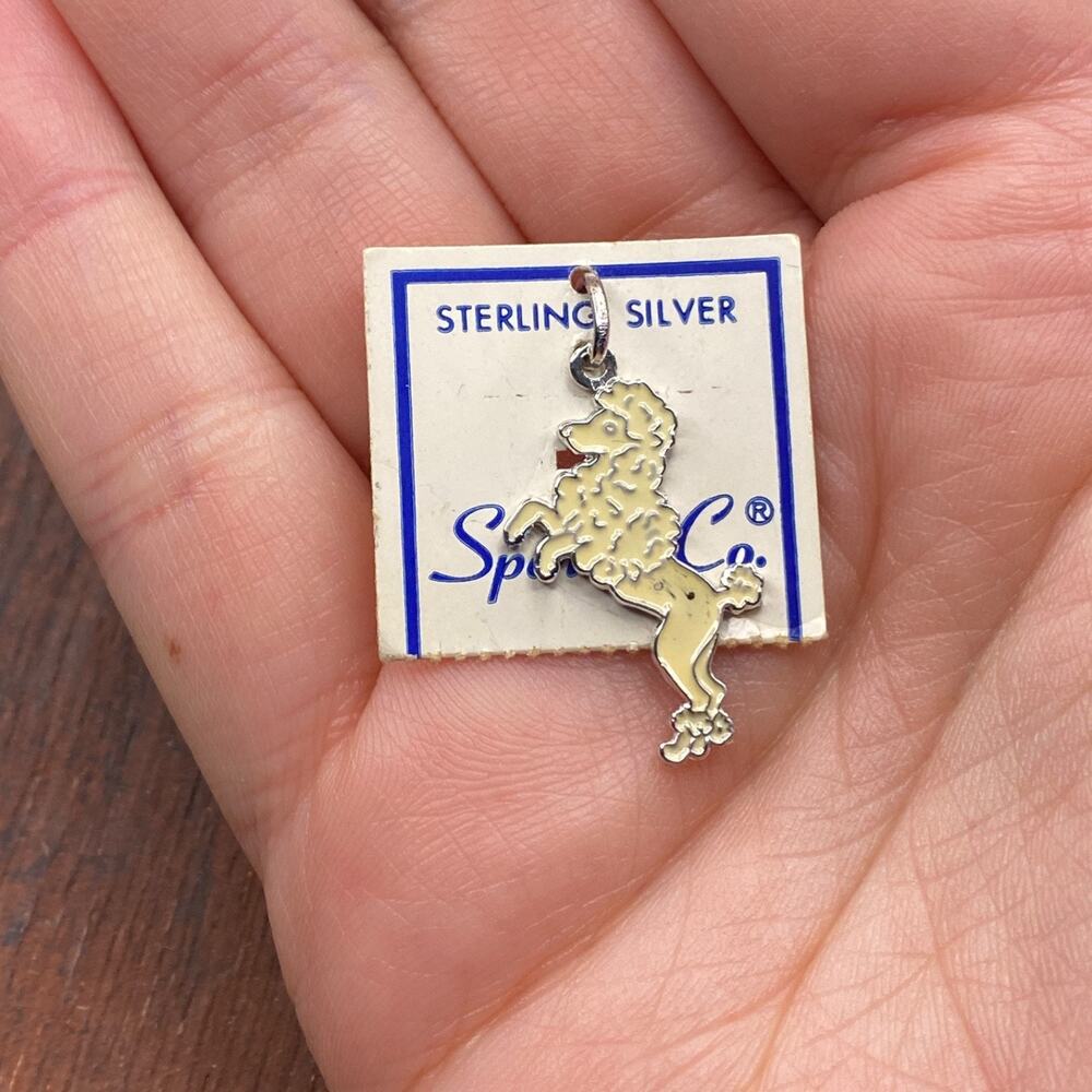 Vintage Spencer 925 Sterling Silver Enamel Poodle Dog Pendant Bracelet Charm